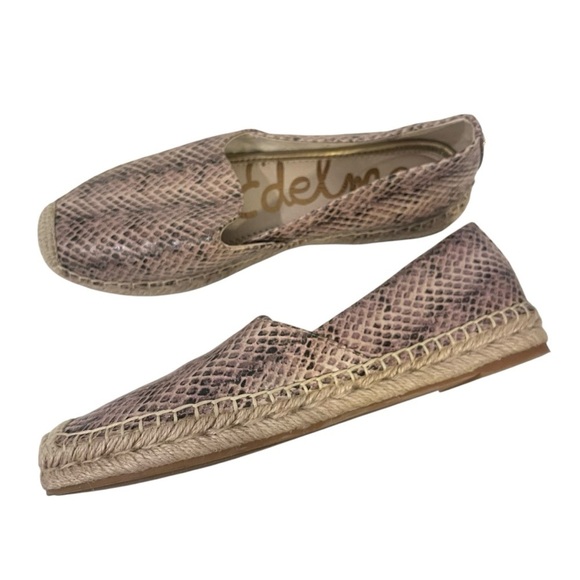 Women’s SAM EDELMAN Keisha Snakeskin Leather Espadrilles Flats Slip On Shoes - Picture 4 of 8